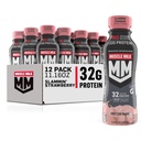 Muscle Milk Pro Advanced Nutrition Proteine Shake, Slammin' Strawberry, 11.16 Fl Oz (Pachet de 12), 32g Proteine, 1g Zahăr, 16 Vitamine & Minerale, 5g Fibră