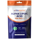 Vitamatic pur Alpha Acid lipoic (ALA) 600 mg per servire - 167 Serviri - non-GMO & Gluten gratuit