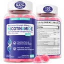 2 Pachet - Nicotinamidă 500 mg Gummies, NAD+ Supliment pentru femei şi bărbaţi w/ Colagen Peptides, (Flush Free Niacin) Vitamina B3 Niacinamidă pentru Anti- Aging, NAD+ Nivele, Longevitate, Focus & Brain, Sugar Free