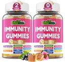 10 din 1 Emunum Supplement Gummies, w/Echinacea, Elderberry Vitamina C și Zinc, Seleniu, Vitamina D3 5000UI, Magneziu, Zilnic Booster Multivitamine, pentru Antioxidant Bone Energy, 2 Pack