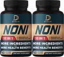 Capsule Noni 10in1 - 4 luni de aprovizionare cu Elderberry, Boswellia, Turmeric, Ginger & More - Suport musculare, comun, Digestive & Imune - 2 cutii de 60 capsule Vegane, Non-GMO & Gluten-Free