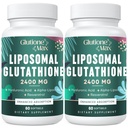 8-in-1 Glutationa lipozomal 2400 MG, Formula antioxidantă de înaltă absorbţie cu acid hialuronic, acid alfa-lipoic, Resveratrol - Piele, Detox hepatic şi sistem imunitar, 120 Softgels
