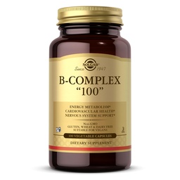 Solgar B-Complex "100," 100 Capsule vegetale - Suport Sistem nervos - Sprijină metabolismul energetic - non-GMO, Vegan, Gluten Free, Dairy Free, Kosher - 100 Serviri
