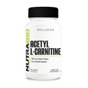 NutraBio Acetil L-Carnitina (ALCAR) Supliment, 500mg - Suport Productia de energie naturala, Management metabolic, și sănătate generală, 90 capsule