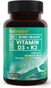 BioEmblem Vitamina D3 Capsule K2 (5000UI și 200mcg) - Patentat MK7 și MK4 pentru 3-in-1 Complex de suport - Vegetarian Vitamina D K2 Supliment pentru dinți, inimă, sistem imunitar - Non-GMO, 90 Capsuri