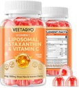 Astaxanthin Suplimente 6mg + Vitamina lipozomala C 1000mg - Dual Layer - Niacin B6,B12,Folat,Biotina - Antioxidanti - Gelatină Free,Sugar Free,60Cts