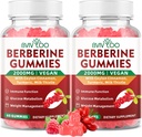 2 Pack Berberine Gummies, 2000 mg supliment de potenta mare Berberine HCI, Plus Ceylon Scorțișoară, Milk Thistle pentru femei și bărbați, Sistem imunitar și suport metabolic - 120 Gume