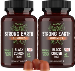 YUM-V'S Strong Earth Black Cohosh Root 50mg (60 Count) - Extras natural Menopause Suplimente Transpirații de noapte și Flash-uri fierbinți pentru femei