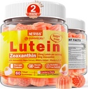 2 Pack Lutein și Zeaxanthin Suplimente Gummies (25mg) Vitamine A, C, E, Bilberry, Astaxanthin - Ulei de cocos pentru o mai bună absorbție - pentru adulți și adolescenți viziune, ochi, creier, piele - Vegan, zahăr gratuit