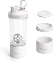 Blender Proteine Shaker Tritan Sticla cu pilula / Powder Container de stocare pentru proteine Shakes-pre antrenament sticla-Cupa Mixer-Gym Sport sticla de apă cu bile whisk sârmă alb