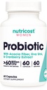 Nutricost Probiotic pentru femei 60 miliarde CFU, 60 capsule, Complex cu Acacia Fiber, Uva Ursi, & Extract de afine - non-GMO & Gluten gratuit
