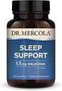 Dr. Mercola Sleep Support cu Melatonina, 1,5 mg Melatonina Per Serving, 30 Serviri (30 capsule), Supliment alimentar, Suporturi somn sănătos și concentrare mintală, Non-GMO