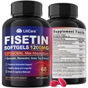 Suplimentul Fisetin - Super Absorbţie lipozomală 98% Pură 1200mg cu Querbetin, Resveratrol, extract de ceai verde pentru îmbătrânire sănătoasă & Longevitate, Sănătatea pielii, Brain & Antioxidant - 60 Softgels