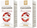 Solgar Full Spectrum Curcumin Brain Works, 90 Licaps - Support Memory Recall, Focus, Cognitive Function - Antioxidant Support - Curcumin, BacoMind, Choline, Vitamin B12 - Non-GMO, Vegan - (Pachet de 2)