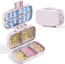 MEACOLIA Triple-Folding Pilula Organizator, 9 Compartimente Pastile de călătorie Caz cu capacitate mare, Zilnic Pilula cutie mic recipient pentru vitamina, Cod Ulei de ficat, Suplimente (Beige)