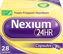 Nexium 24HR Acid Reductor capsule de relief cu arsuri la stomac pentru toată ziua şi protecţia pe toată durata nopţii împotriva arsurilor frecvente la stomac, medicamente pentru arsuri la stomac cu Esomeprazol Magneziu - 28 Conte