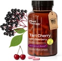 Terapia plantelor Capsule de cireșe cu elderberry fabricate în Statele Unite ale Americii 4 luni de aprovizionare sprijină corpul, Sistemul imunitar și Suplimente ciclu de somn pentru femei și bărbați 120 Capsule vegetariene