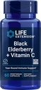 Life Extensie Black Elderberry + Vitamina C, Suport imun de zi cu zi de la Elderberry & Vitamina C, Gluten gratuit, non-GMO, Vegetarian, 60 capsule
