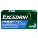 Excedrină PM pentru Relief de cefalee, Acetaminofen 250mg, Aspirină 250mg, Difenhidramină Citrat 38mg, Durere Reliever, Somn-Aid pe timp de noapte, 100 Conte