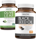 Olive Leaf & Black Seed Oil (3-Month Supply) Leaf & Seed Bundle of Olive Leaf extract (120 capsule) Super Putere și ulei de semințe negru (180 capsule) Cold presat Nigella Sativa Cumin Seed