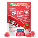 Complexul de gume monohidratate pentru bărbaţi şi femei,5 Gram pe electrolitice Creatine Gummy pentru forţă musculară, Constructor muscular, Boost de energie, Supliment de lucru-120 gume de căpşuni