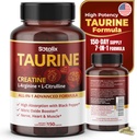 Taurină cu Creatină, L-Arginină, L-Citrulină Absorbție ridicată cu Black Pepper Nitrit oxid, Muscle USA Made & Tested (150 Count (Pachet de 1)