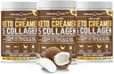 Colagen Keto Coffee Creamer Powder 12.22 oz, Pack of 3, Hydrolyzed Colagen Peptides with Coconut MCT Ulei, Magneziu, Pulbere de proteine nearomatizate, Crema de cafea fără zahăr pentru Smoothies