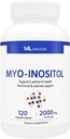 ML Naturals Myo-Inositol 2000 mg 120 Capsule vegetale, NSF-Certified & cGMP-Compliant