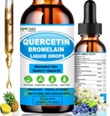 Quercetină cu vitamina C și zinc - Quercetin picături lichide - Quercetină cu Bromelain - Cercetină de zinc - Suplimentul de sprijin imun pentru sănătatea respiratorie și răspunsul organismului la alergii ocazionale