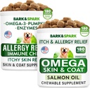 Alergie Relief + Omega 3 pentru câini Bundle - Anti-Itch Skin & Coat + Skin Allergie - Omega 3 Ulei de pește + EPA & DHA Acid gras - Mâncărime & Paw Licking + Joint Health - 360 Chews - Made in USA
