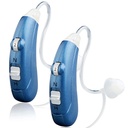 Amplificator de auz pentru Seniori Adulți cu Zgomot Anulare,Amplificator de sunet pentru îmbunătăţirea auzului personal,Amplificator de audit Digital Amplificator de audit cu 500hr Battery Life,Tube invizibile Slim cu Kit de curăţare,Blue,Pair