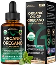 USDA Ulei organic de Oregano - Picături lichide cu vitamina E - Made in USA - Supliment pentru Suport Imun, Digestion Health & Antioxidant - Non-GMO, Natural, Vegan - Ca pastile, Capsule, Softgels 1 fl oz