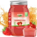 ACEYO (18 OZ) Irish Sea Moss Gel Raw Vegan Aroma de căpșuni 102 Vitamine și Minerale Wild Harvested Non-GMO Immune Defense Booster tiroida suport digestiv
