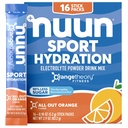 Nuun Sport Electrolit Pachete cu pulbere de magneziu, calciu, potasiu, clor și sodiu, Pachete de hidratare pentru On-The-Go, All Out Orange Flavor, Gluten Free & Vegan, 16 Serviri unice