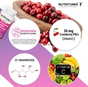 Cranberry PAC cu D Mannose Suplimente pentru femei, vitamina C și femei Probiotic vaginal, inclusiv Lactobacillus și Bifidobactery tulpini pentru tractul urinar Sănătate - 60 Femuni UTH capsule