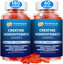 Creatin Monohidrat Gumries 5g pentru bărbați și femei, 7100 mg cu lipozomal Taurină, BCAA, Alpha GPC, B12, Creatine Monohidrat Chews pentru creșterea musculară, aromă de căpșuni, 180Count