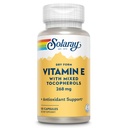 SOLARAY Vitamina E 400 UI (268 mg), Formular uscat cu tocoferoluri mixte Vitamina E - Supliment antioxidant, suport PMS și Menopause - 60 zile Garanție, Lab verificat - 50 Serviri, 50 capsule
