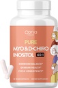 Vegan Myo-Inositol & D-Chiro Inositol Supliment pentru femei - POS Relief, Echilibru hormonal, Suport ovarian, Supliment de suport pentru ovulaţie - Raportul ideal 40:1-90 Cap - Suplimente de fertilitate pentru femei