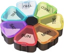Weekly Pill Organizator 7 zi, drăguț Portabil mare cutie de medicamente de zi cu zi, ușor de deschis, BPA gratuit de călătorie Pilula Reminder pentru medicamente Dispenser Vitamina pește Suplimente de ulei capsule DHA