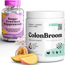 ColonBroom Psyllium Husk Powder Sugar Craving Suppressant - Crom Picolinat 200mcg, 2 elemente - Colon Cleanser Fiber Supliment (50 de serviri) + Sugar Craving Suppressant (60 Servings)