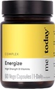 mine astăzi Energise Supliment Super B Vitamina B Complex pentru bărbați și femei - B6, B12 cu vitamina C, Zinc, Ashwagandha și Siberian Ginseng - Energie și sprijin imunitar - Vegan, 60 Serviri