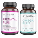 Dr. Brighten Prenatal Plus și Omega Plus Bundle pentru mame însărcinate sau care alăptează, non-GMO, fără gluten, fără soia