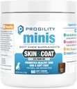 Progilitate Nootie Mini Skin & Coat Supliment pentru câini de talie mică, ulei de pește susține sănătos piele și haină, 60 Chews moale pe container