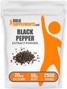 BulkSupplements.com Black Pepper Extract pulbere - Black Pepper Suplimente, Piperine Suplimente - Vegan & Gluten gratuit, 20 mg per Serving, 50g (1.8 oz) (Pachet de 1)
