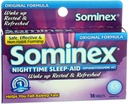 Sominex Nighttime Sleep-Aid cu clorhidrat de difenhidramină 25 mg, Formula originală, 16 comprimate, (Pachet de 1)