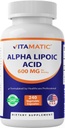 Vitamatic Alpha Acid lipoic (ALA) 600 mg Per Serving - 240 Capsule vegetale - 120 Servings - non-GMO & Gluten Free