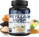 BMVINVOL Psyllium Husk Capsule Fibra Supliment cu Schinduf, Turmeric, Ghimbir, Pepper Negru - Suport Sistem digestiv, Sănătate intestinală - 240 Conte pentru 4 luni de aprovizionare