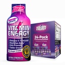 Vitamina Energie Immune+ Extra Putere Energie Shot Struguri 24 Pack, 260mg Cafeina naturala, B-Vitamina, Ceai verde, Imunitate & Focus de sprijin, Zero Zahăr, Gluten-Free 1.93 fl oz