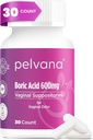 Acid boric Pelvana Suspecte pentru femei 30 Conte - pentru Odor vaginal & Freshness, Igiena feminină & Wellness - Lab Tert-Party Verified & Bottled in the USA - Soluţie Feminină de Sănătate Odor