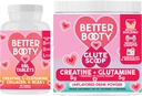 Suplimente Angry mai bine Booty Femeii Create Combo: BBL Tablets (90ct) w. Creatină, Glutamina, BCAA's, Colagen + Glute Scoop Creatina & Glutamina Drink Mix
